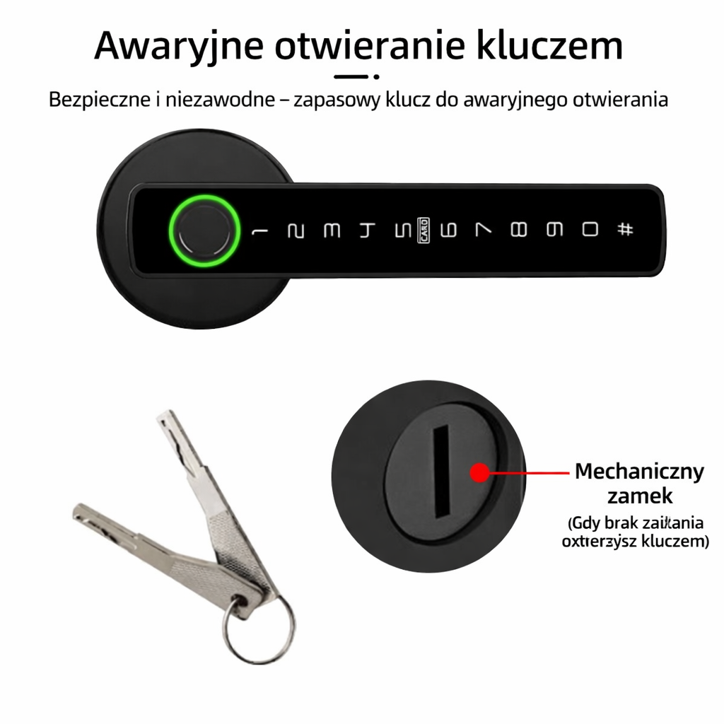 Inteligentna Klamka Premium z Odciskiem Palca